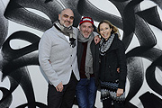 Christian Utz und Frau Stephanie Utz mit Künstler Stohead /  MUCA Pre-Opening /  Muca Hotterstr. 12 / München / Donnerstag, 08. Dezember 2016 /  Foto: BrauerPhotos/Dominik_Beckmann